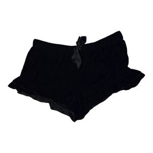 VS Black Velour Ruffle Lounge Shorts with Tie Waist